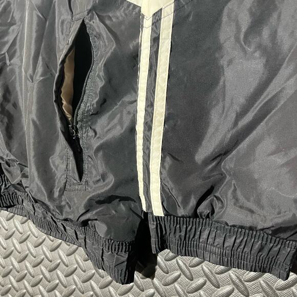 VTG Adidas Jacket Black White Colorblock Spellout Insulated 3 Stripe Mens Medium - Picture 3 of 7